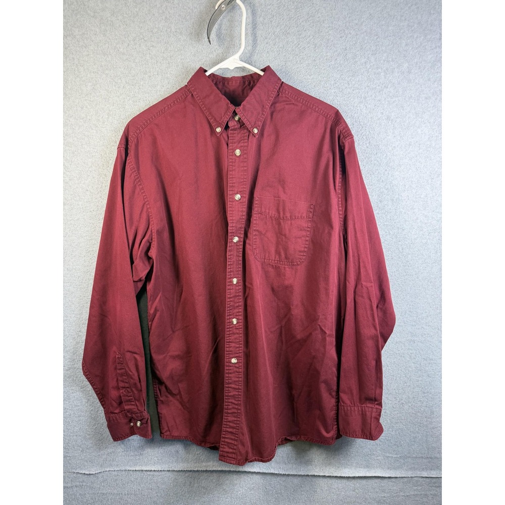 Covington Shirt Mens Large Red Button Up Long Sleeve 100% Cotton Casual